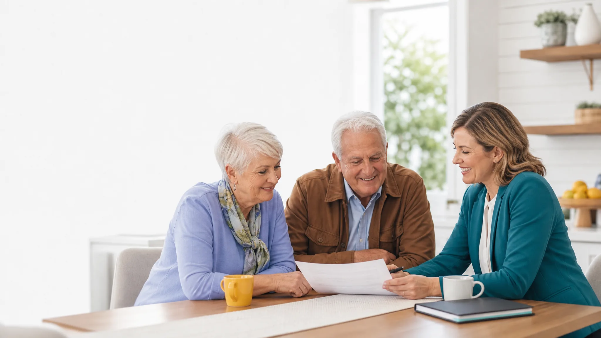 Older Australian homeowners in consultation with a Homesafe specialist